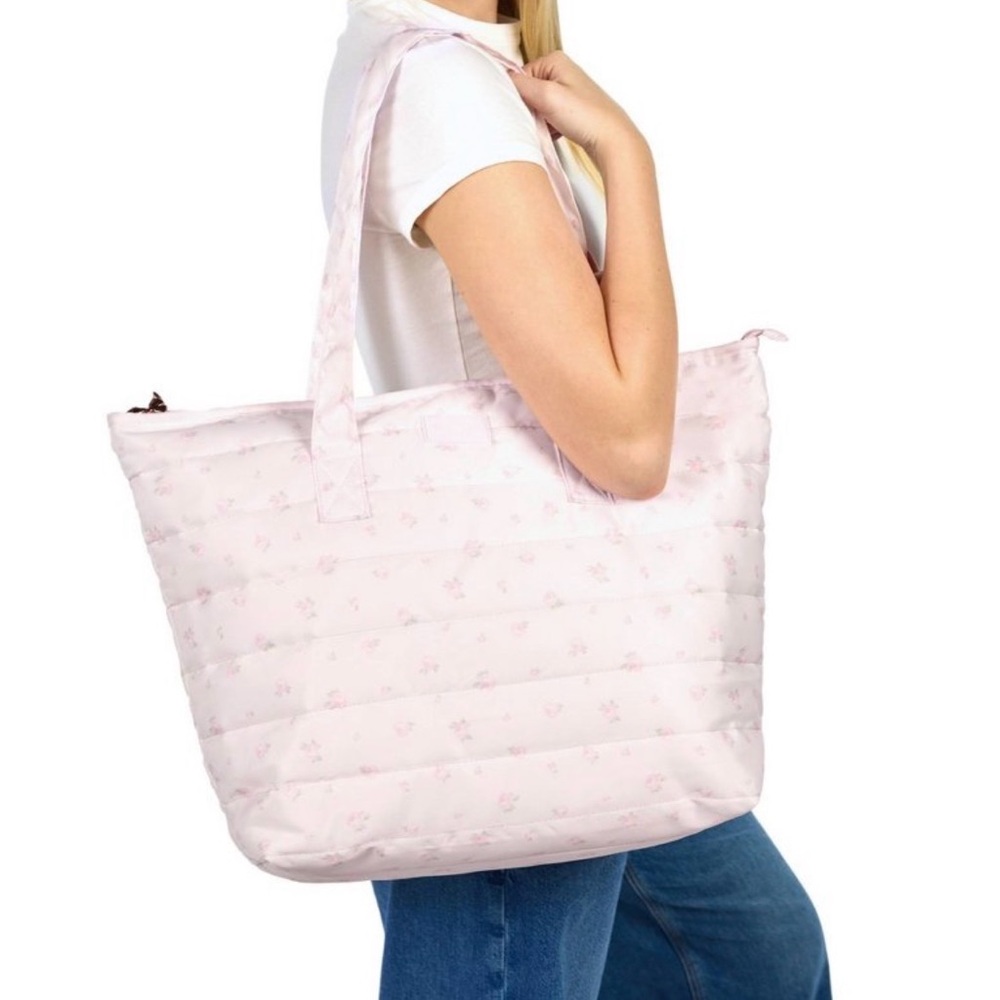 LoveShackFancy x Target Pale Pink Quilted Floral Tote